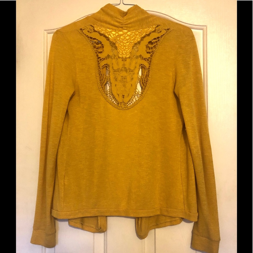 Silence+Noise yellow crochet back cardigan